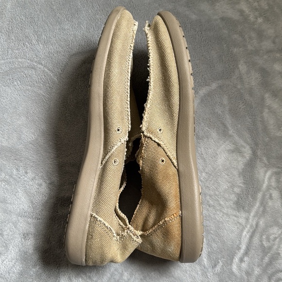 Crocs Santa Cruz Loafer Shoes Mens Size 13 Khaki Canvas Slip On - Picture 5 of 6